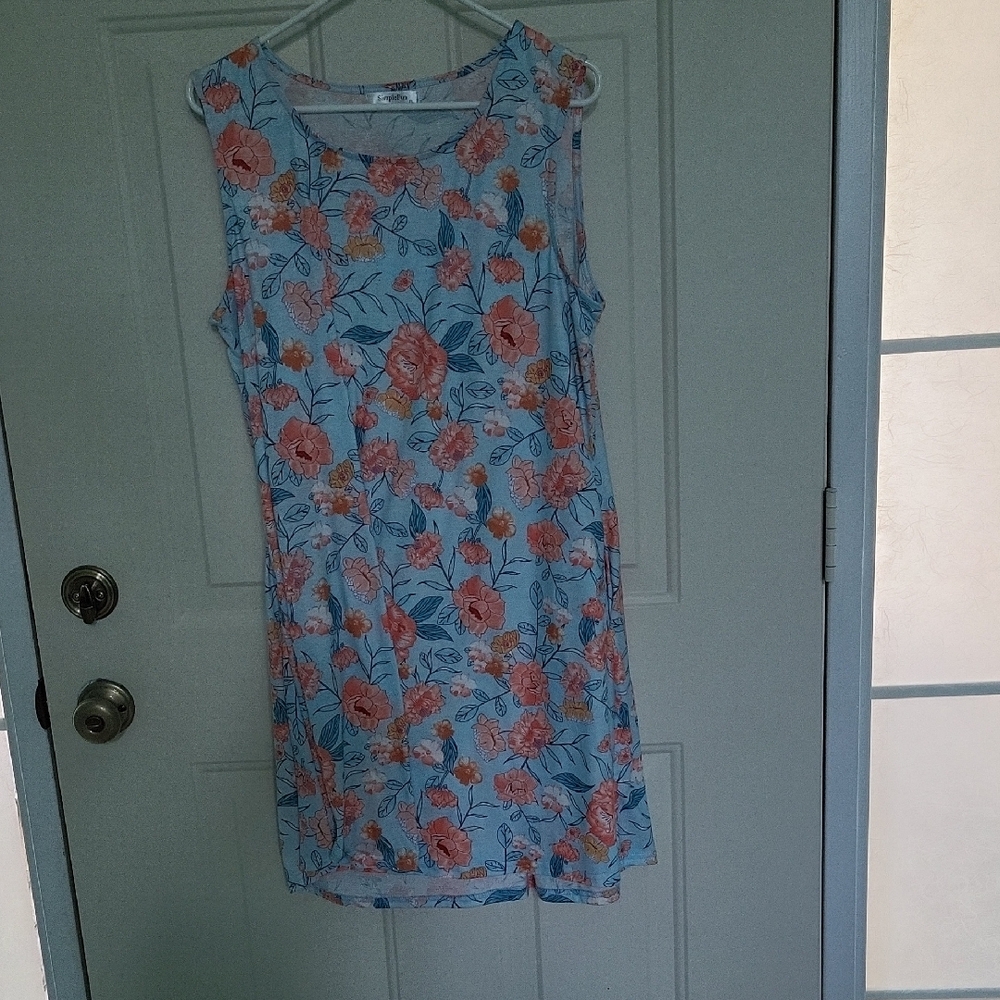Orange Sleeveless Mini Sundress with Crew Neck